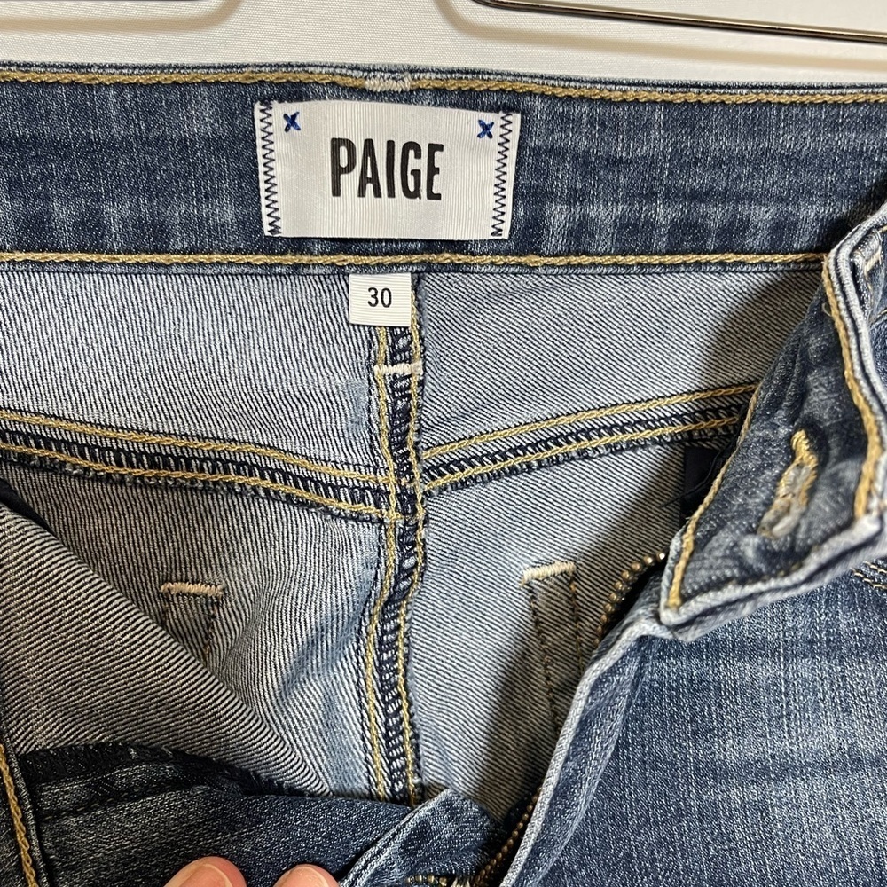 PAIGE Kylie Crop Jeans Size 30 Mid Rise Skinny Crop Blue Denim - Picture 4 of 8